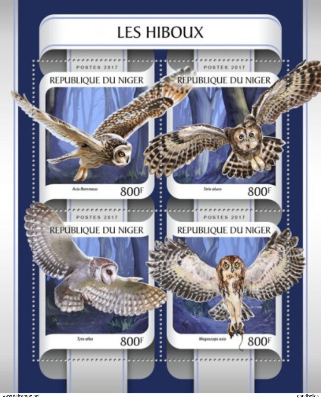 NIGER 2017 SHEET OWLS HIBOUX EULEN BUHOS CORUJAS CHOUETTES LECHUZAS BIRDS AVES PASSAROS UCCELLI OISEAUX Nig17209a - Níger (1960-...)