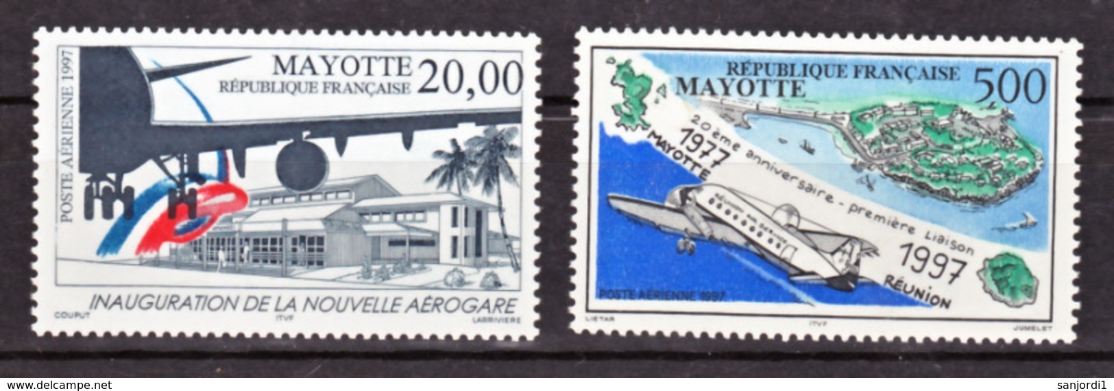 Mayotte PA 1 2 Avions Neuf ** TB MNH Sin Charnela Faciale 3.81 - Luftpost