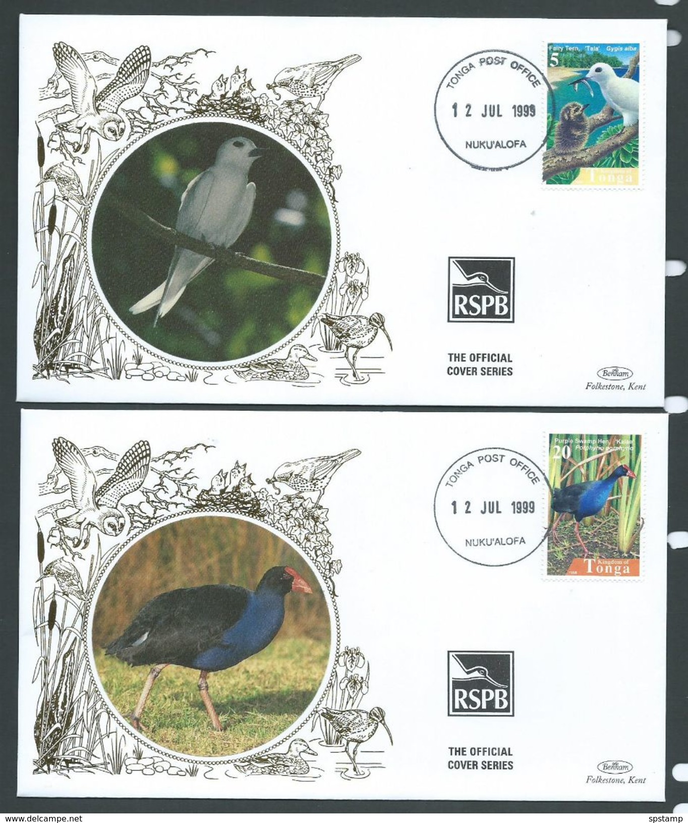Tonga 1989 Benham Illustrated Bird Covers X 2 Unaddressed With 5s Tern & 20s Swamp Hen - Tonga (1970-...)