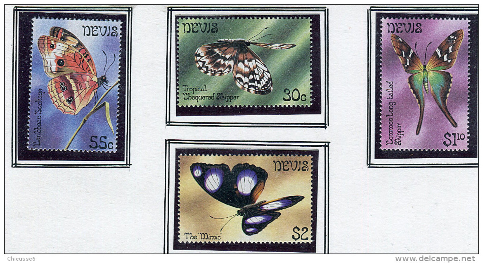 (cl 31 - P49) Nevis * N° 110 à 113 - Papillons - St.Kitts And Nevis ( 1983-...)