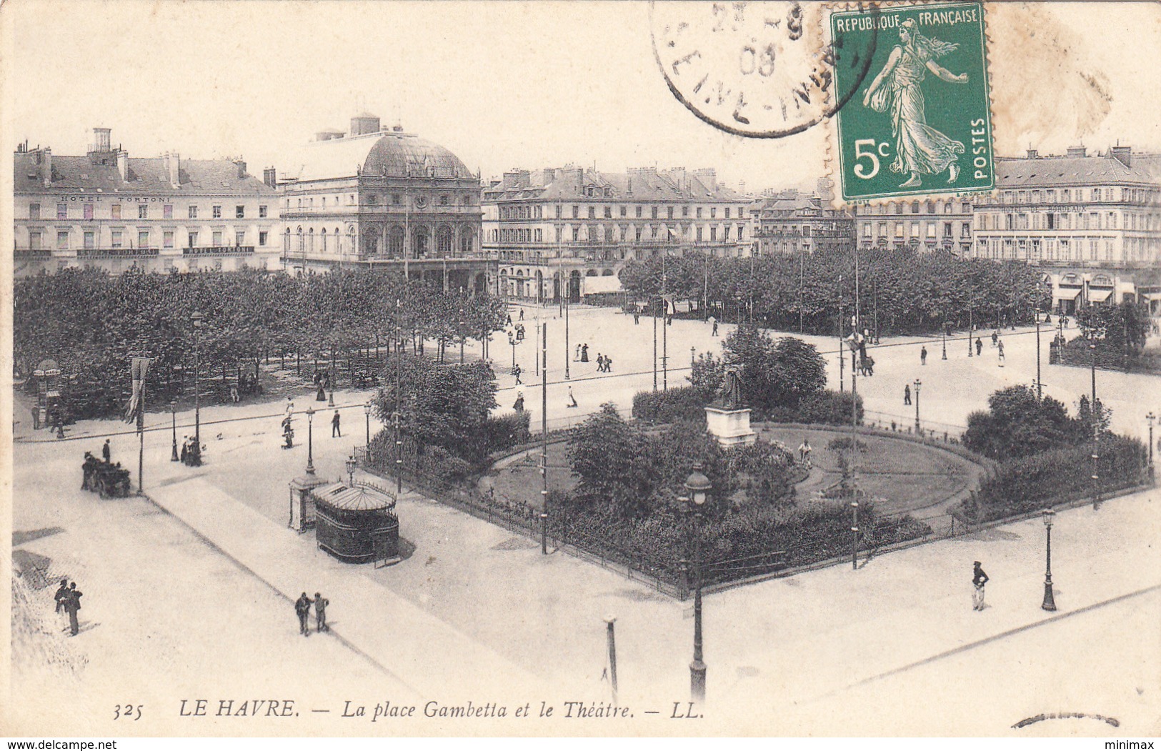 Le Havre - La Place Gambetta Et Le Théâtre - 1908 - Non Classés