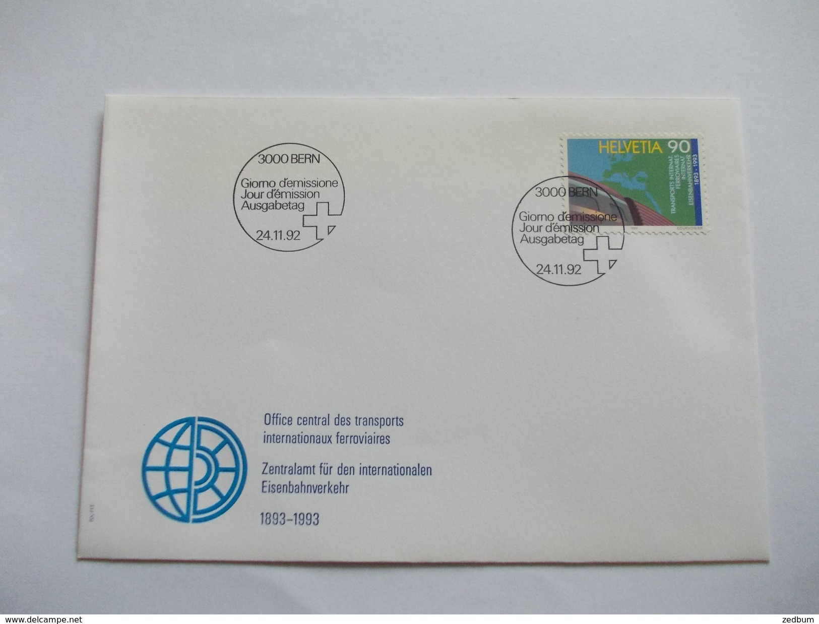 Lettre Suisse Helvetia 1992 Cachet Bern - Poststempel