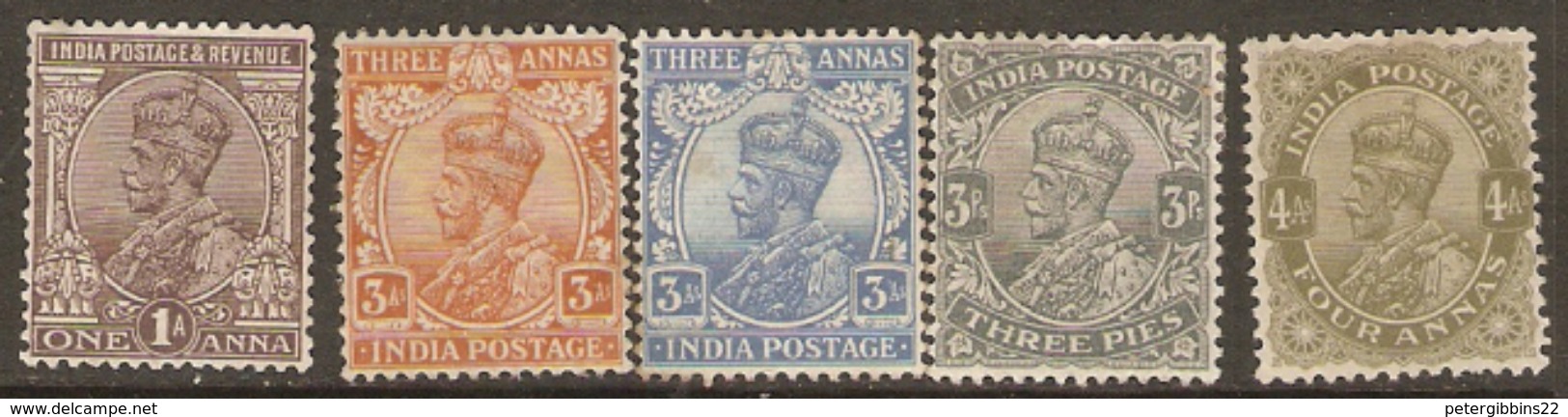 India 1900  5 Values  Mounted Mint - 1858-79 Kronenkolonie
