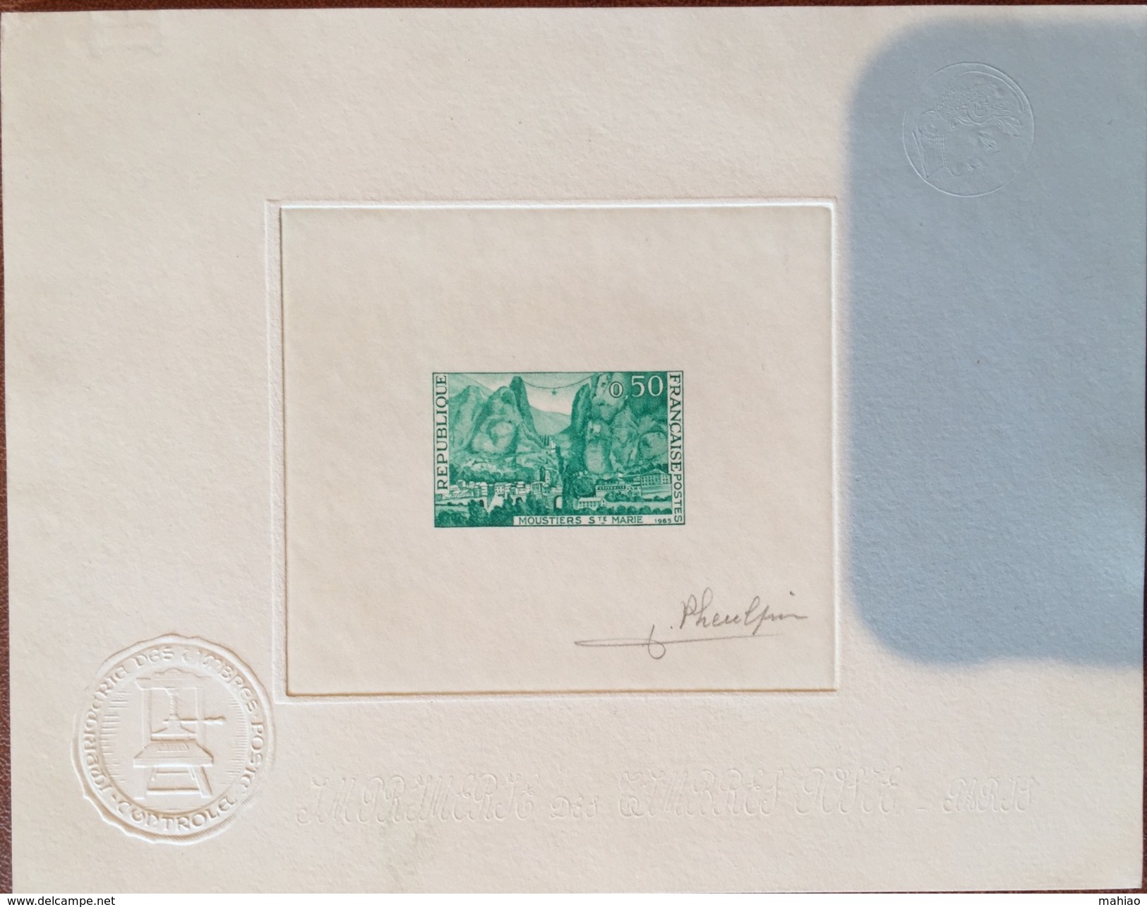 Epreuve Artiste / Artist Proof Moustiers Sainte Marie Yvert 1436 Annee 1965 En Vert Net 130&euro; - Artist Proofs