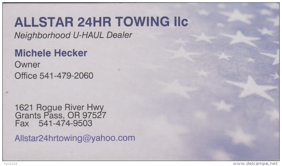 Allstar 24hr Towing, Grants Pass, OR (VC357) - Visiting Cards