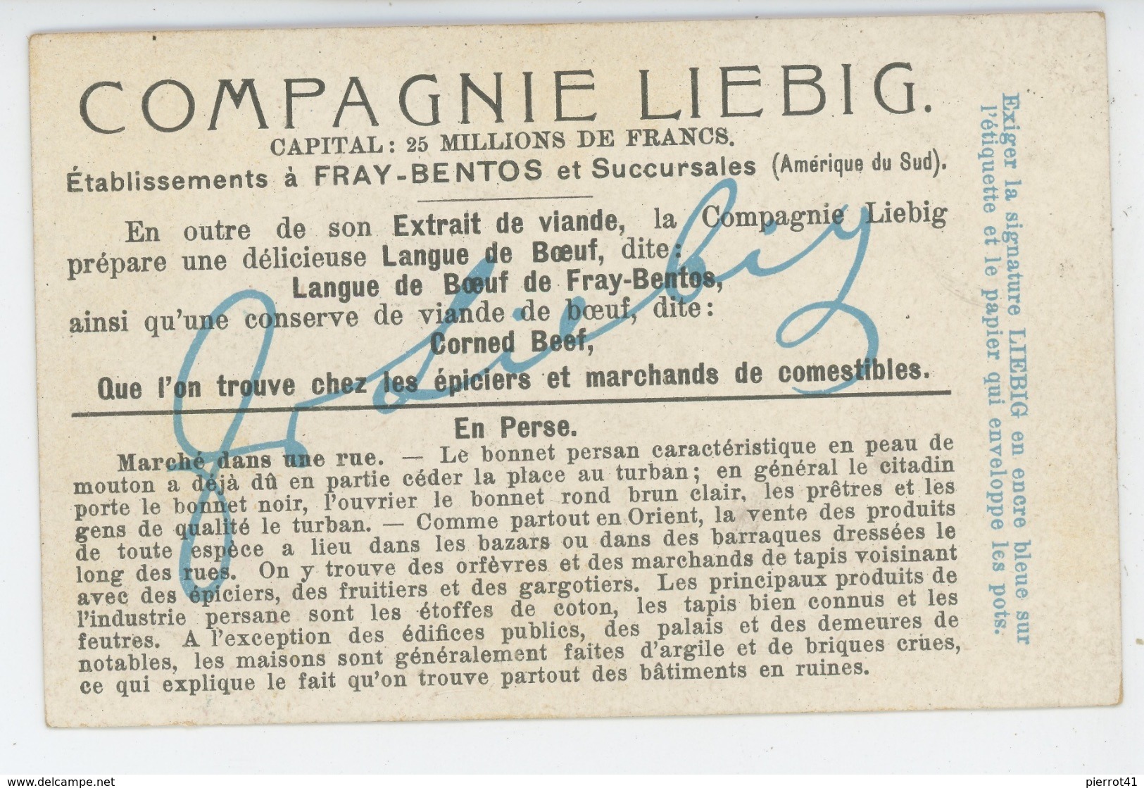 CHROMOS - LIEBIG - EN PERSE - Marché Dans Une Rue - Chef De Tribu - Liebig