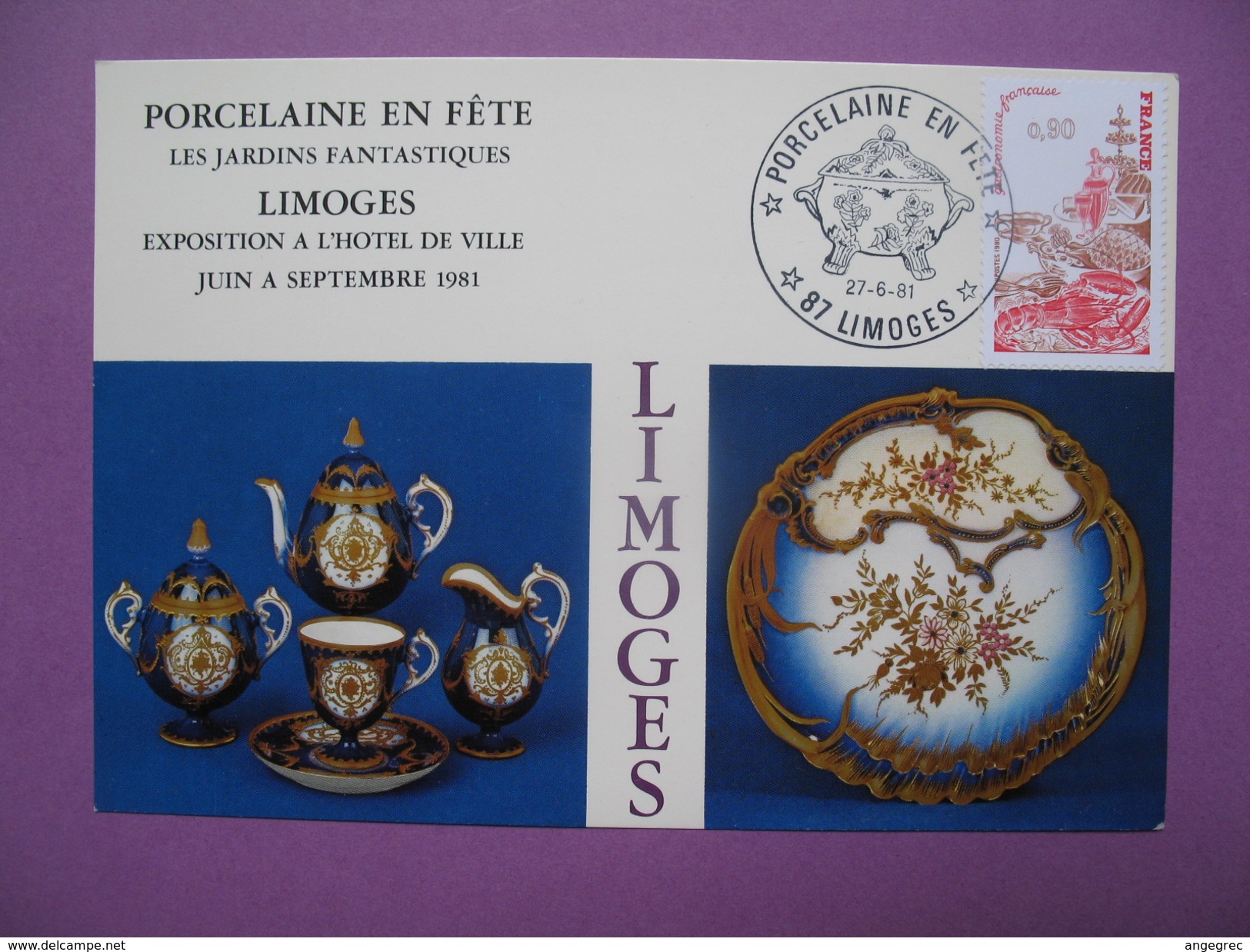 Carte-Maximum     N° 2077  Gastronomie Française  1980  Porcelaine En Fête Limoges - 1980-1989