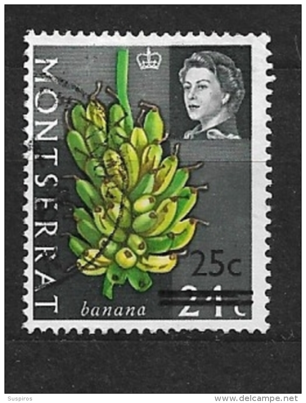 MONTSERRAT  -1968 -1969 Fruit &amp; Vegetables With Portrait Of Queen Elizabeth II - Stamps Of 1965 Surcharged  USED - Montserrat