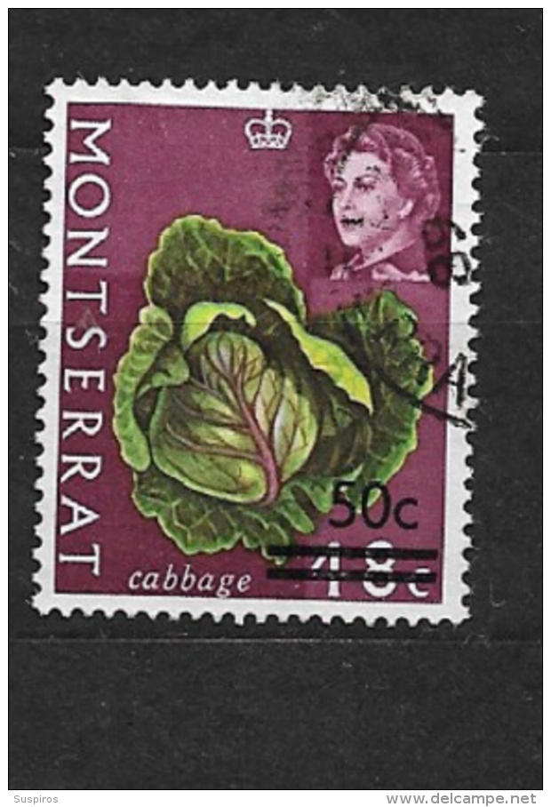 MONTSERRAT  -1968 -1969 Fruit &amp; Vegetables With Portrait Of Queen Elizabeth II - Stamps Of 1965 Surcharged  USED - Montserrat