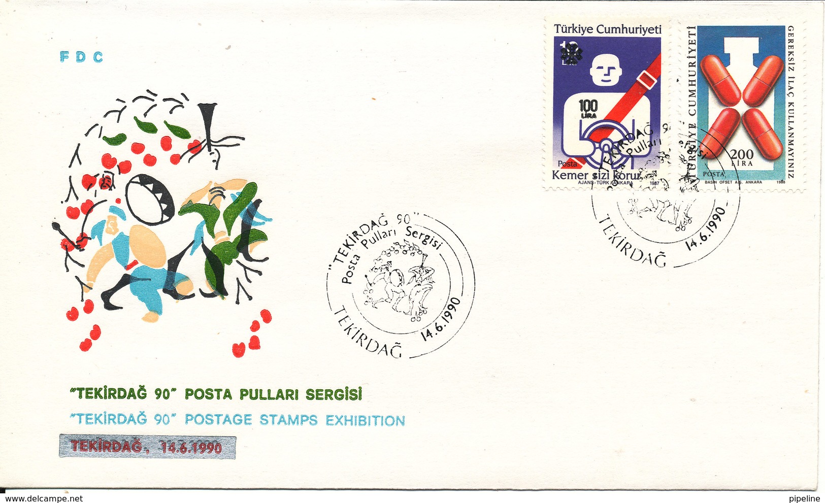 Turkey FDC 14-6-1990 Tekirdag 90 Postage Stamps Exhibition With Cachet - FDC