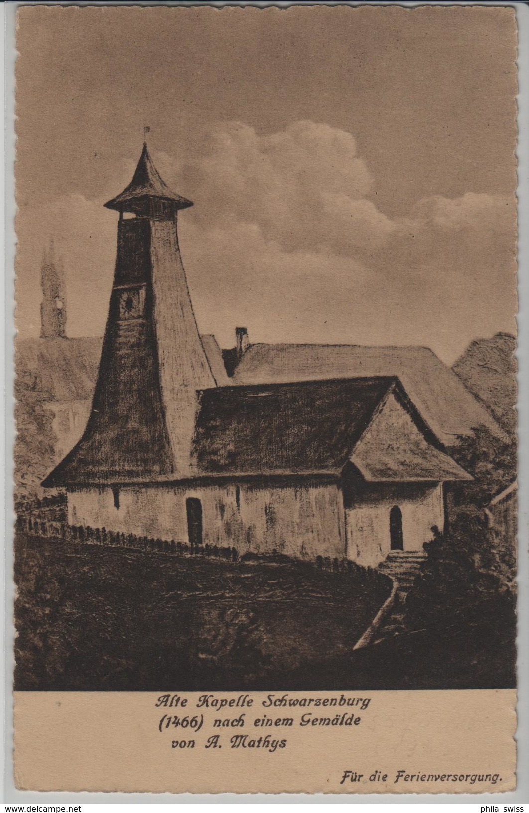 Alte Kapelle Schwarzenburg Nach Einem Gemälde Von A. Mathys - Schwarzenburg