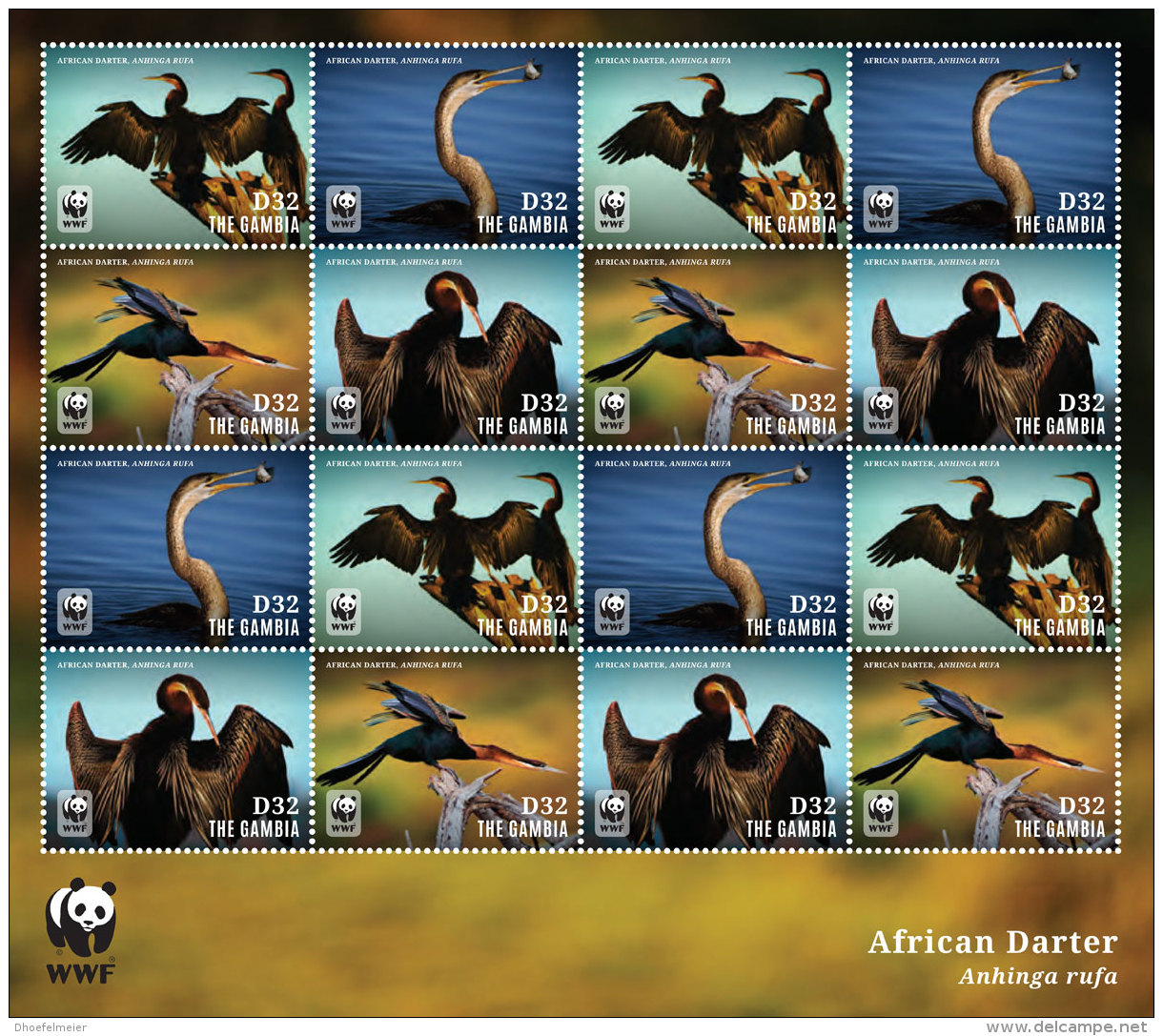GAMBIA 2014 ** WWF African Darter M/S - OFFICIAL ISSUE - DH9999 - Other & Unclassified