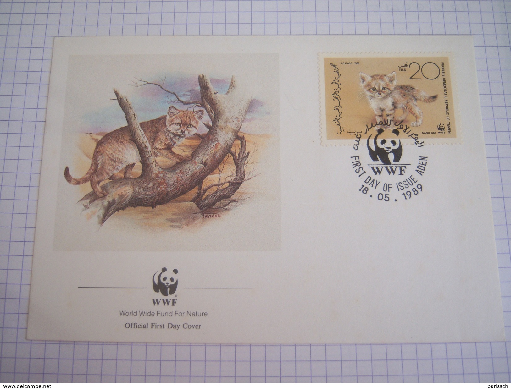 Enveloppe Premier Jour WWF - Sand Cat  - 1989 - Yemen - Covers & Documents