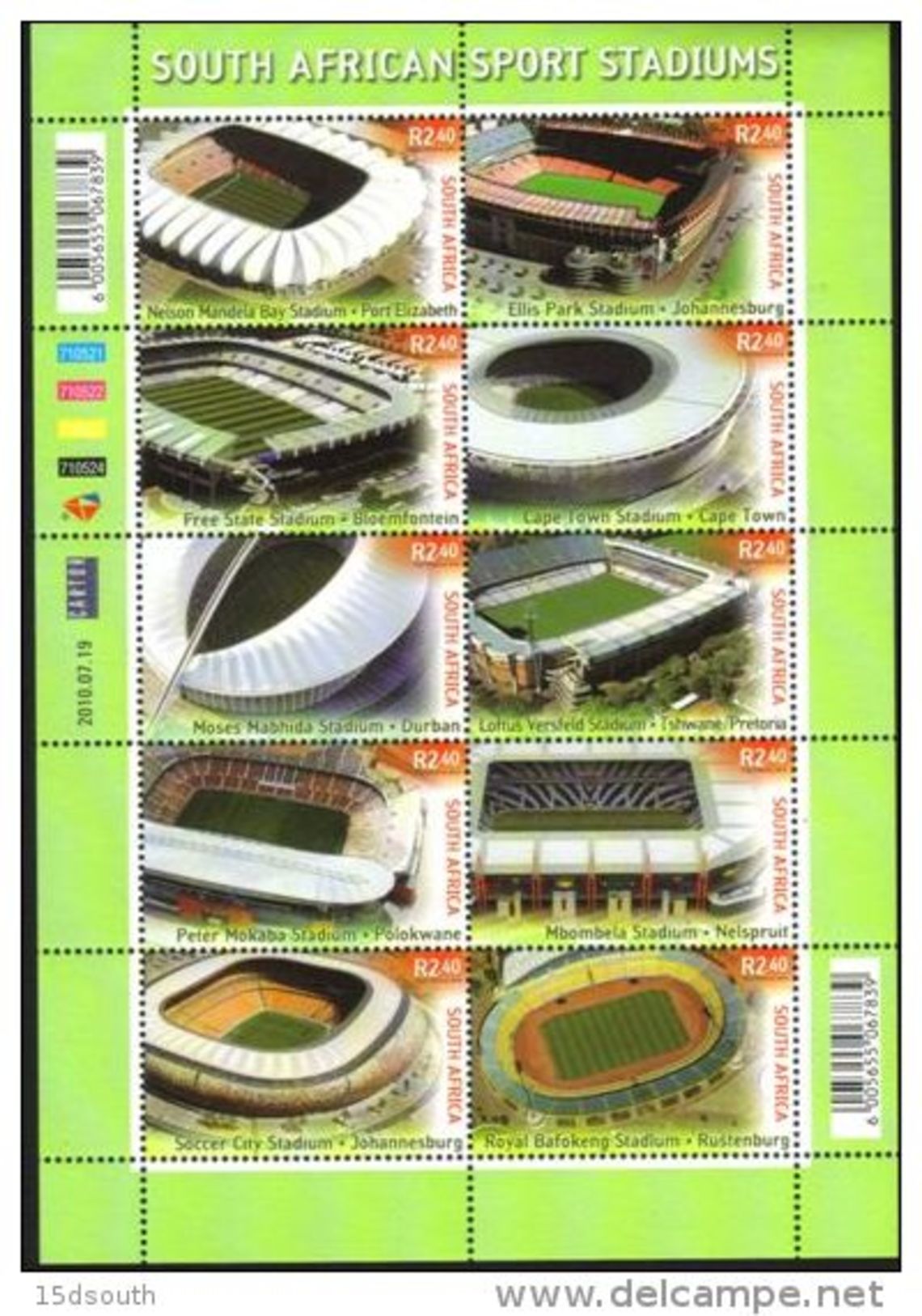 South Africa - 2010 Sports Stadiums Sheet (**) # SG 1797a - 2010 – South Africa