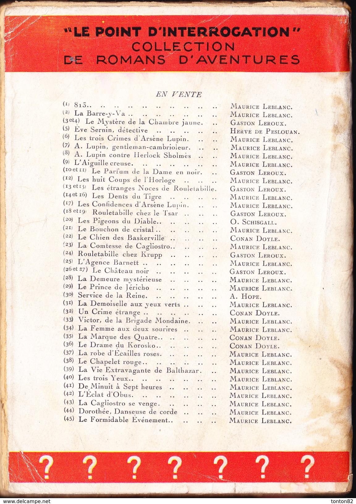 Maurice Leblanc - La Robe D´écailles Roses -  Le Point D´Interrogation / N° 37  Éditions Pierre Lafitte - (  1937 ) . - Hachette - Point D'Interrogation