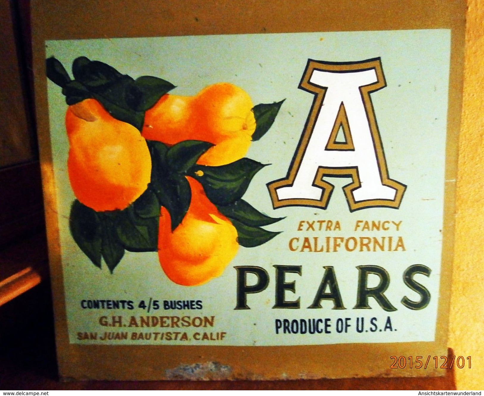 Metallschild "California Pears" Handgemalt - Food