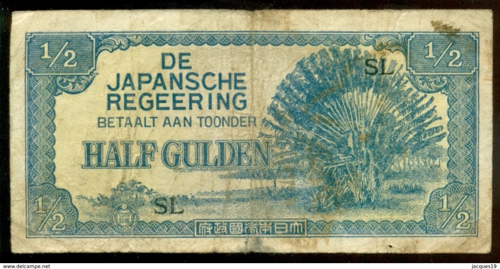 Nederlands-Indië Japanse Bezetting 1942 Half Gulden Uitgegeven Door Japansche Regeering - Indes Neerlandesas