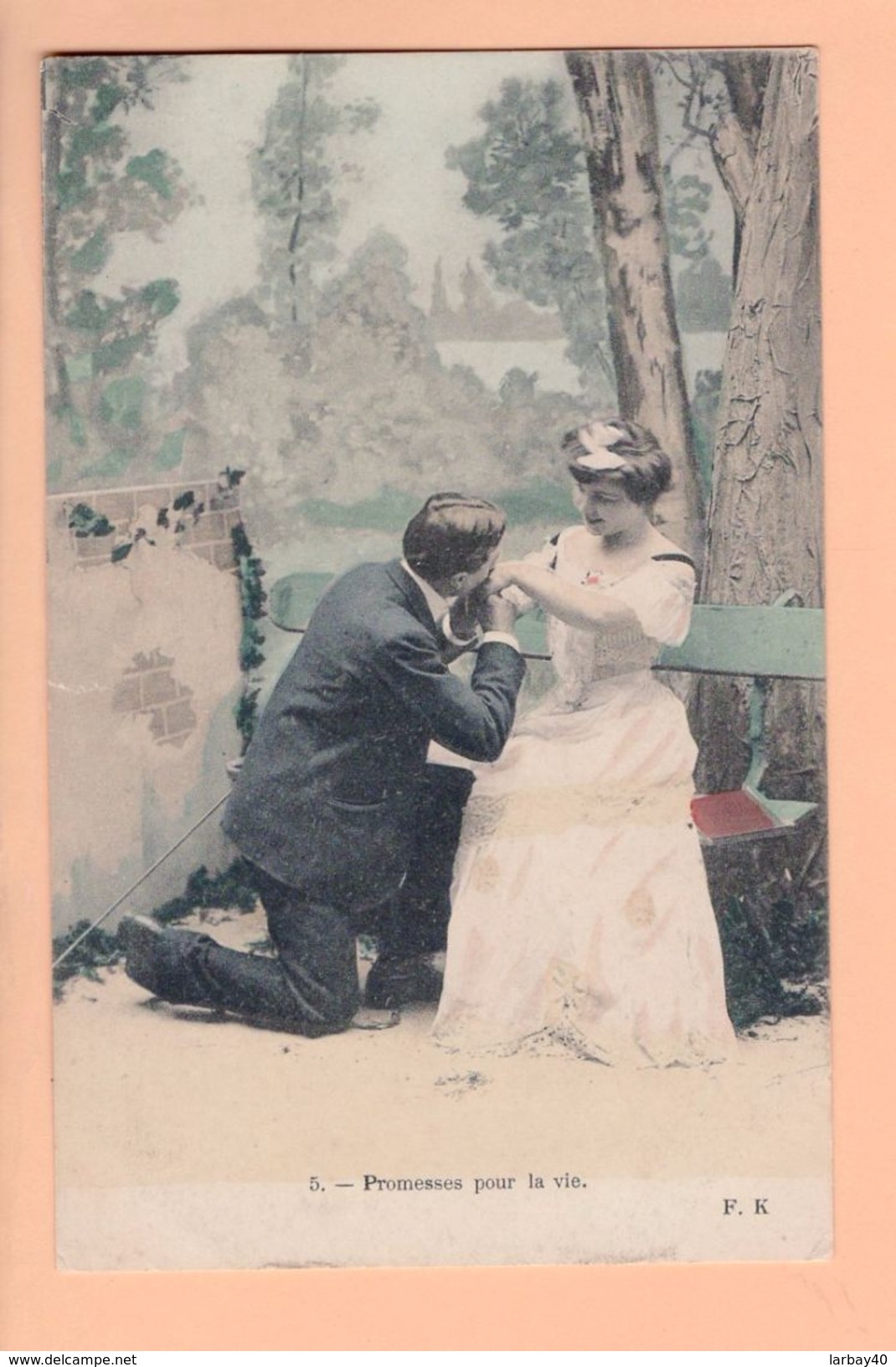 Cpa Carte Postales Anciennes - Fantaisie Couple Fk Promesses Pour La Vie 5 - Couples