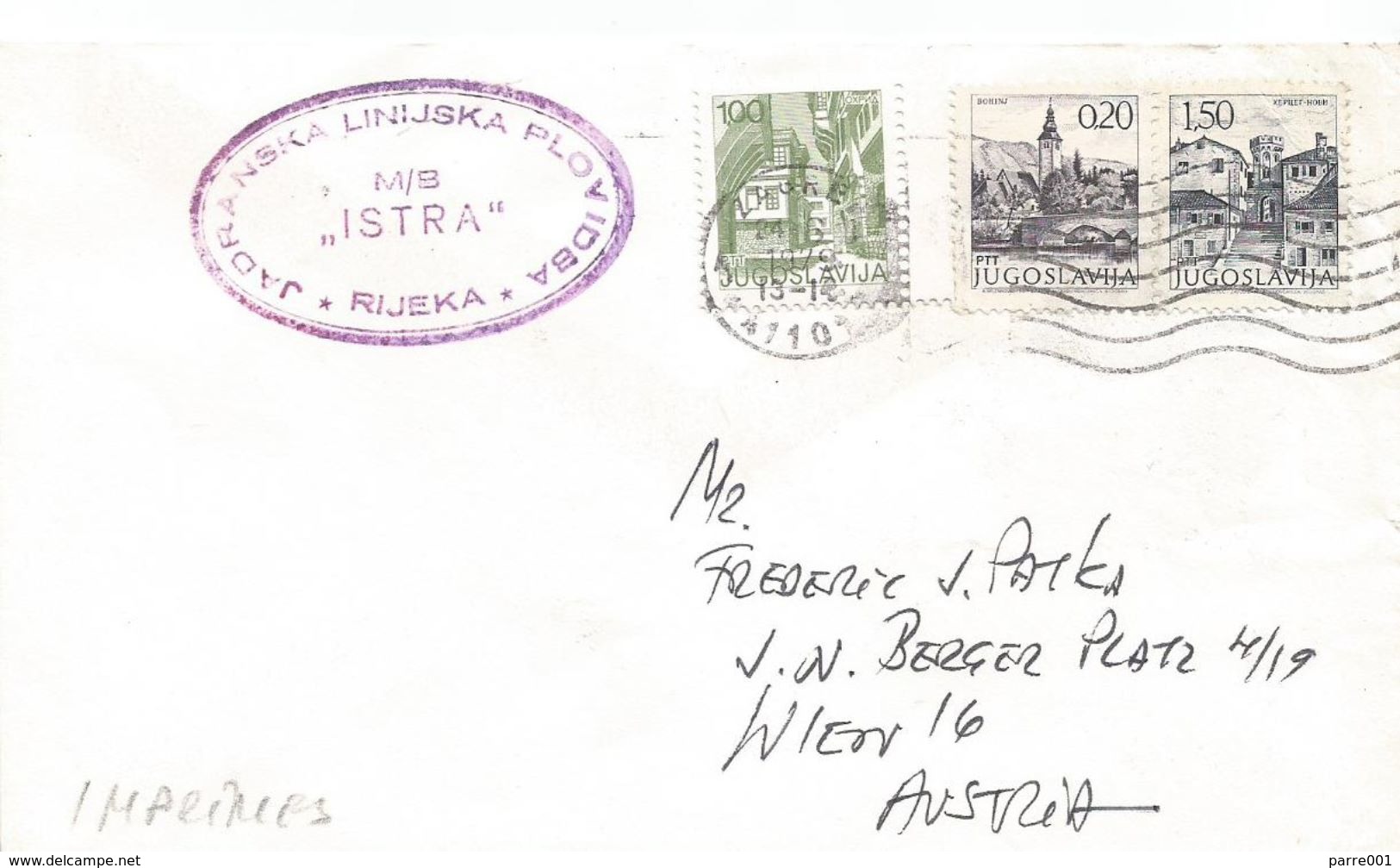 Yuguslavia 1979 Zagreb Jadranska Plovidba Shipping Company Istria Ship Naval Cover - Lettres & Documents