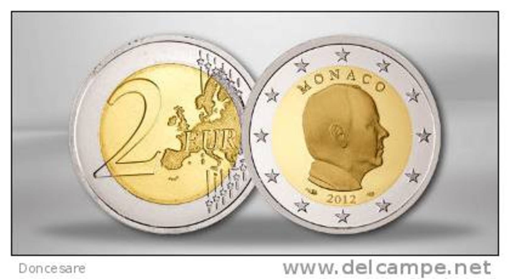 **2 EUROS  MONACO 2012  ALBERT II Pieces Peu Circulée ( Quasi Neuves )  ** - Monaco