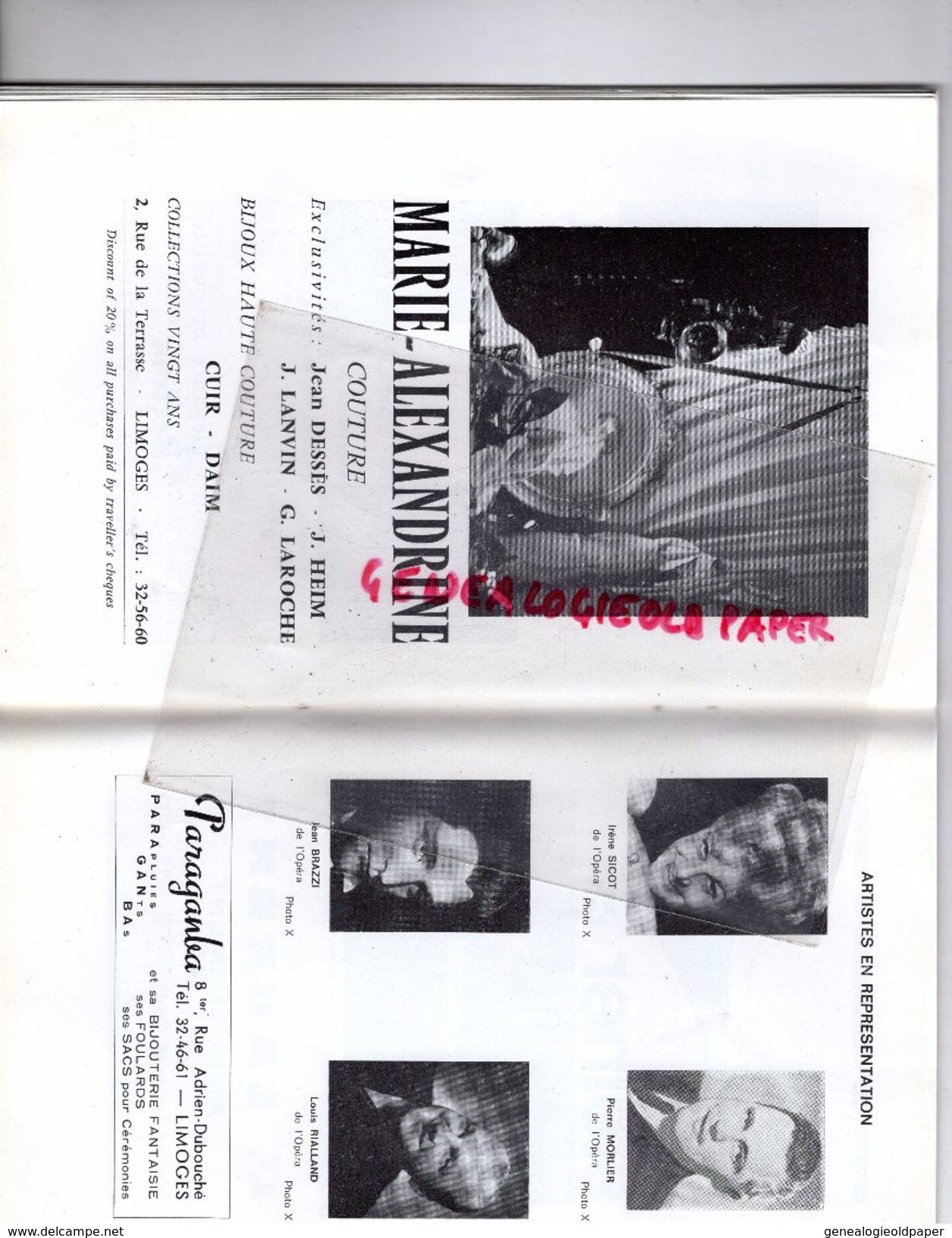 87 - LIMOGES - PROGRAMME GRAND THEATRE 19-11-1966-LA CHAUVE SOURIS JOHANN STRAUSS-LAMANDER-VEYRAL-NOVES-ROYAL LIMOUSIN - Programs