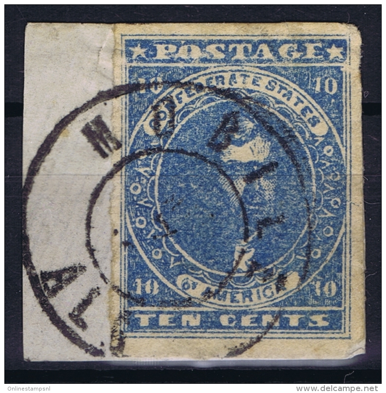 Confederate States Mi Nr 2   Sc Nr 2 Yv Nr 4  Used At Fragment Nice Cancel - 1861-65 Stati Confederati