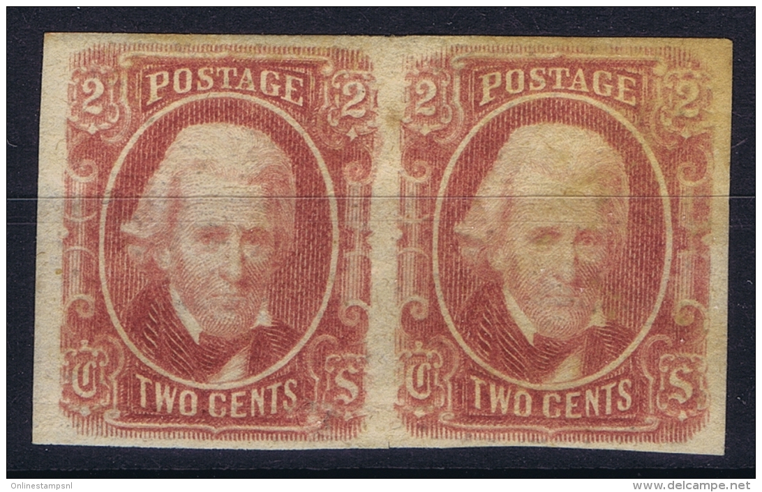 Confederate States Mi Nr 8B  Sc Nr 8 Yv Nr 7  MH/* Falz/ Charniere   1863 Pair Signed/ Signé/signiert - 1861-65 Etats Confédérés