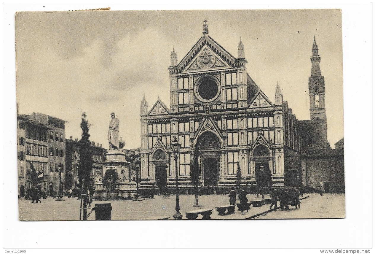 FIRENZE - CHIESA DI S.CROCE - STATUA DI DANTE 1932  VIAGGIATA FP - Firenze