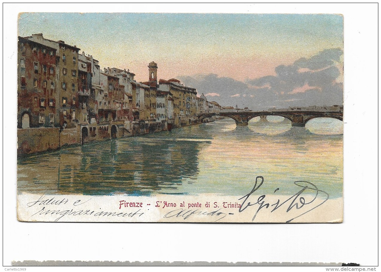 FIRENZE - L'ARNO AL PONTE DI S.TRINITA'  VIAGGIATA FP - Firenze