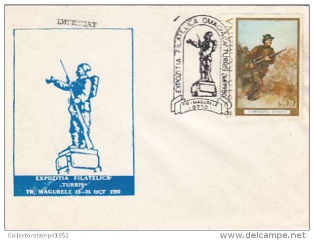 63811- TARGU MAGURELE TURRIS PHILATELIC EXHIBITION, SPECIAL COVER, 1980, ROMANIA - Cartas & Documentos