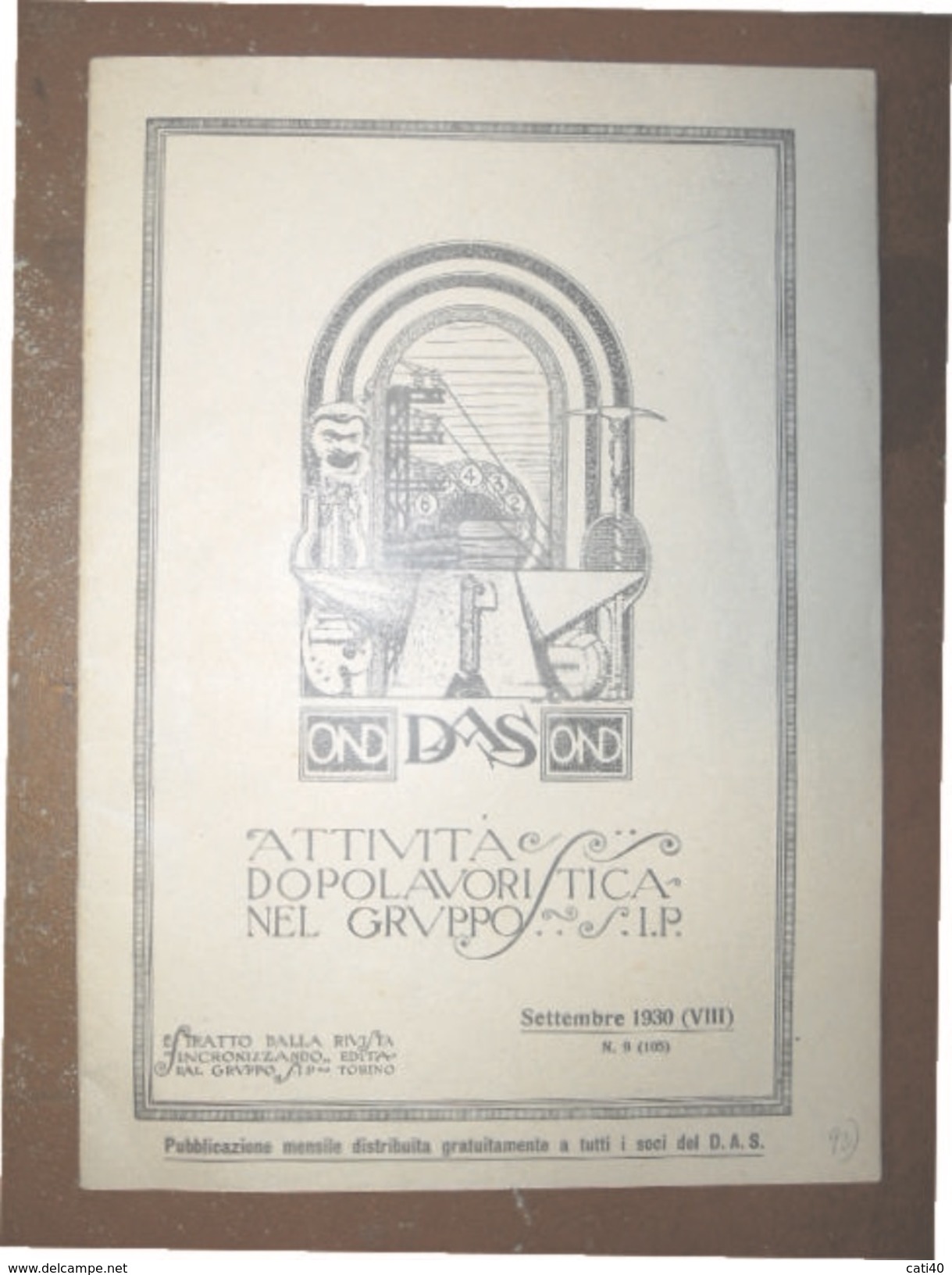 FASCISMO O.N.D. DAS RIVISTA DOPOLAVORISTICA DEL GRUPPO S.I.P. SETTEMBRE  1930 - VIII - Biografia