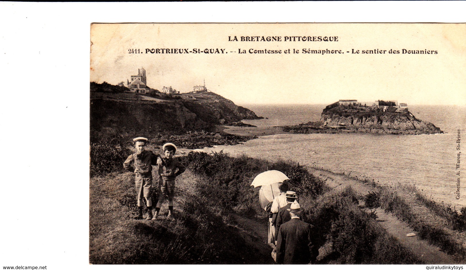 PORTRIEUX ST QUAY La Comtesse Et Le Sémaphore Le Sentier Des Douanier Cpa Animée Bon état Voir Scans - Saint-Quay-Portrieux