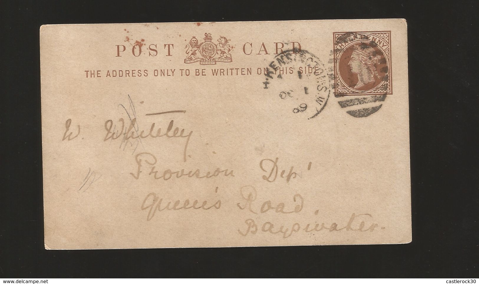 A) 1890 ENGLAND, QUEEN VICTORIA, HALF PENNY, ROYALTY, TONING POINTS, POSTAL STATIONERY. - Covers & Documents