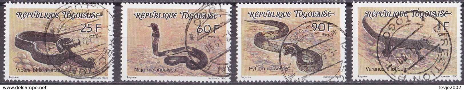 Kc_ Togo - Mi.Nr. 2170 - 2173 -  Gestempelt Used - Tiere Animals Schlangen Snakes - Togo (1960-...)