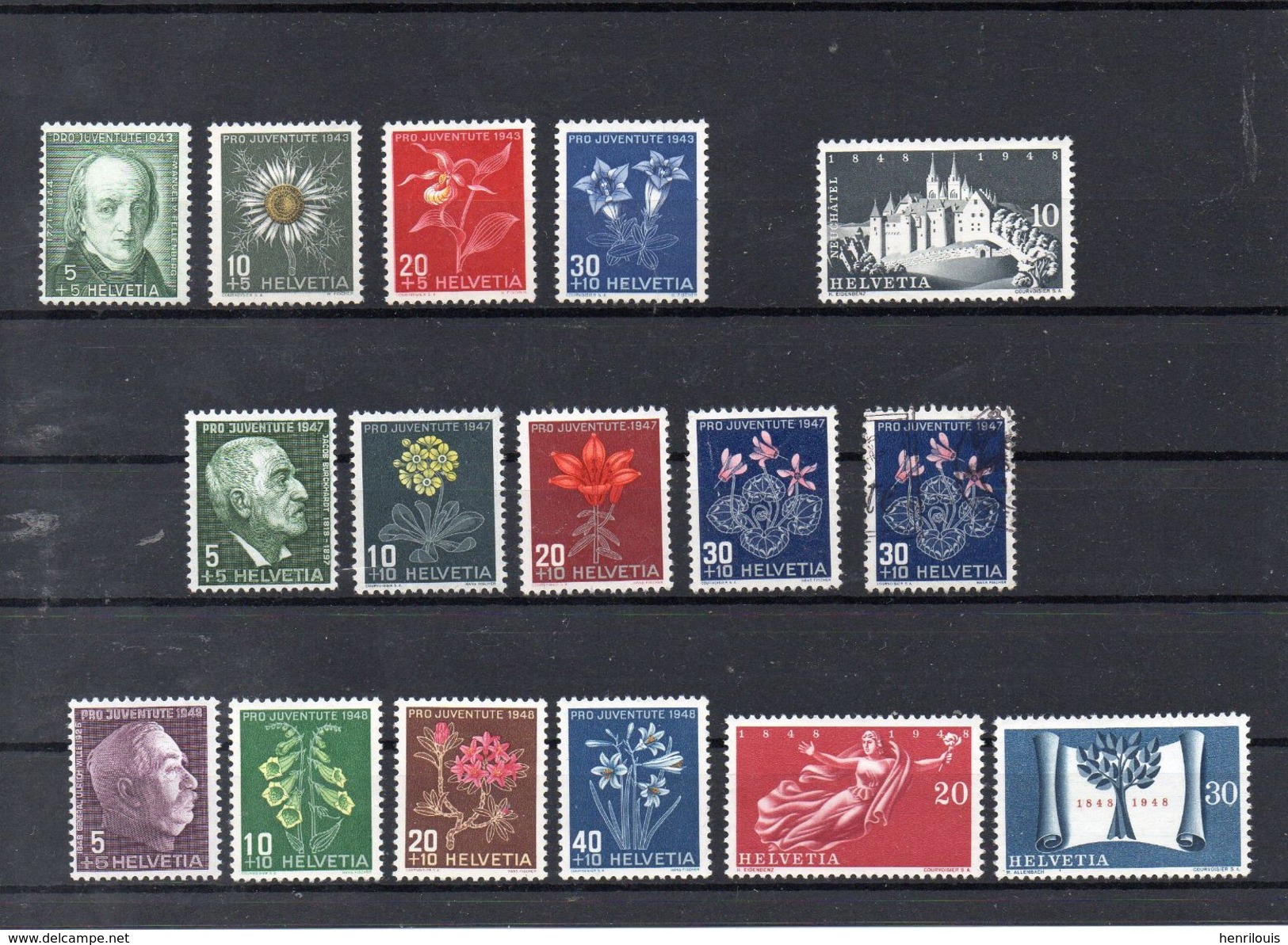 SUISSE    Timbres Neufs *  Des Années 1943 - 1948 ( Ref 386 )   Fleur  - Voir Descriptif - Nuovi