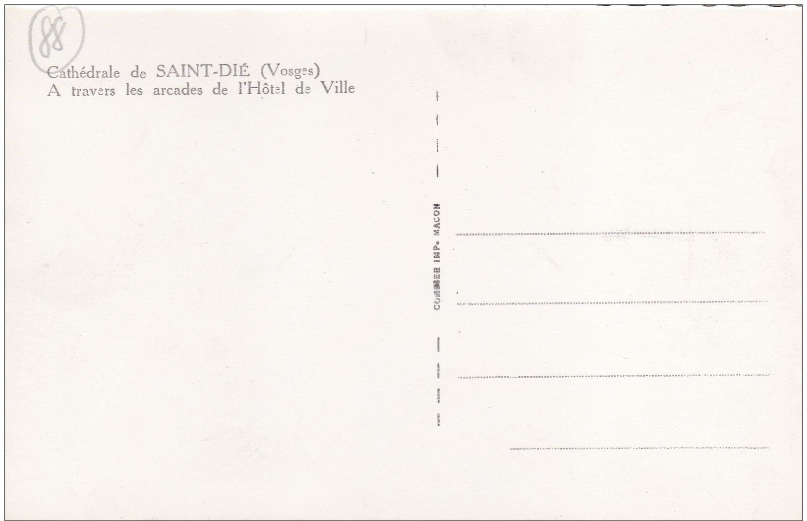 E5 - 88 - Saint-Dié - Vosges - Cathédrale De Saint-Dié - A Travers Les Arcades De L'Hôtel De Ville - Carte Phto - Saint Die