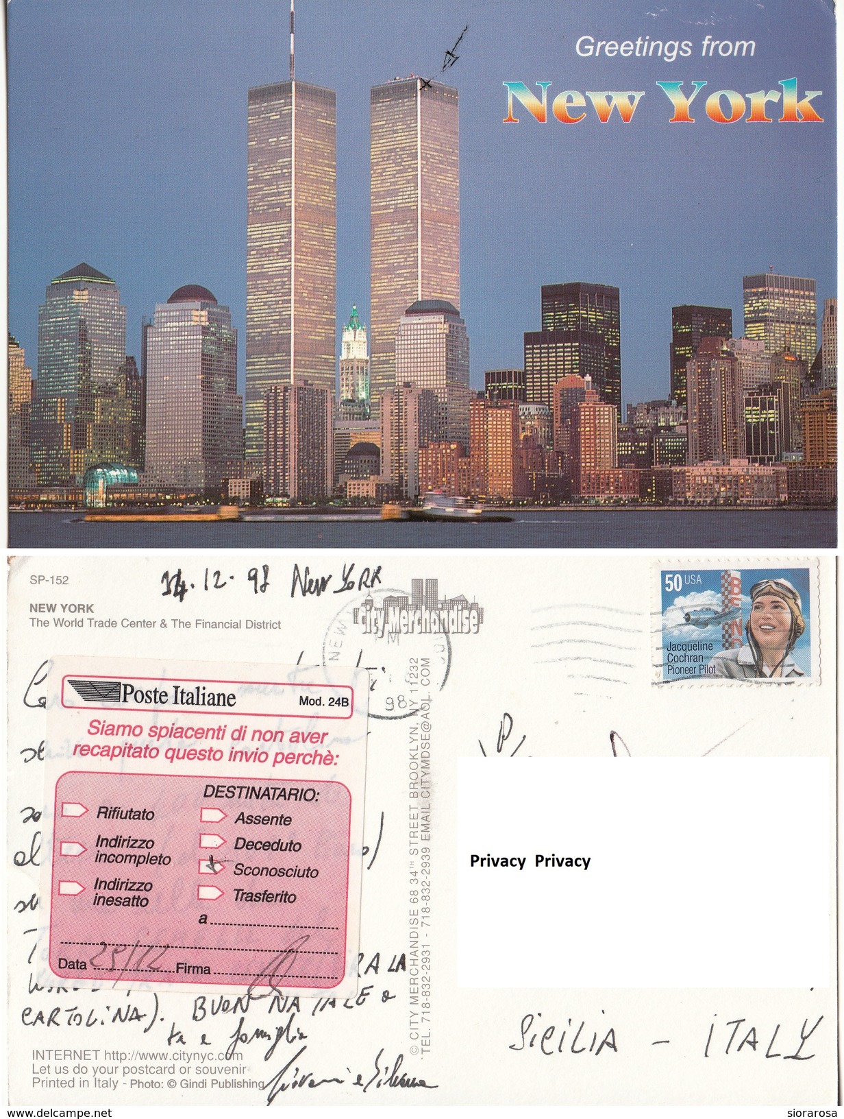 New York City  - The World Trade Center & The Financial District : Timbro : Targhetta Respinto - Empire State Building