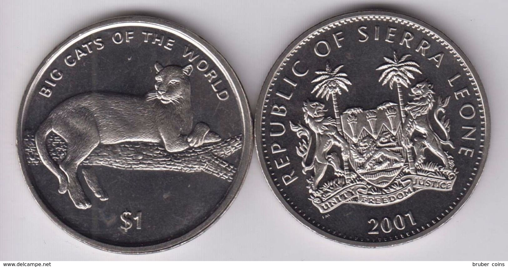 SIERRA LEONE 1 DOLLARO 2001 BIG CAT PUMA FDC UNC - Sierra Leone