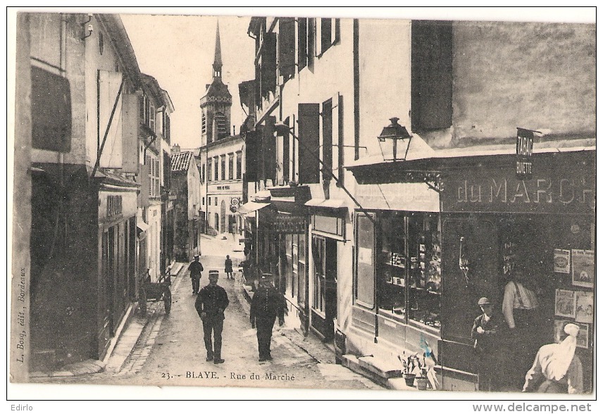 ----33------ BLAYE  Rue Du Marché - Timbrée TTB - Blaye