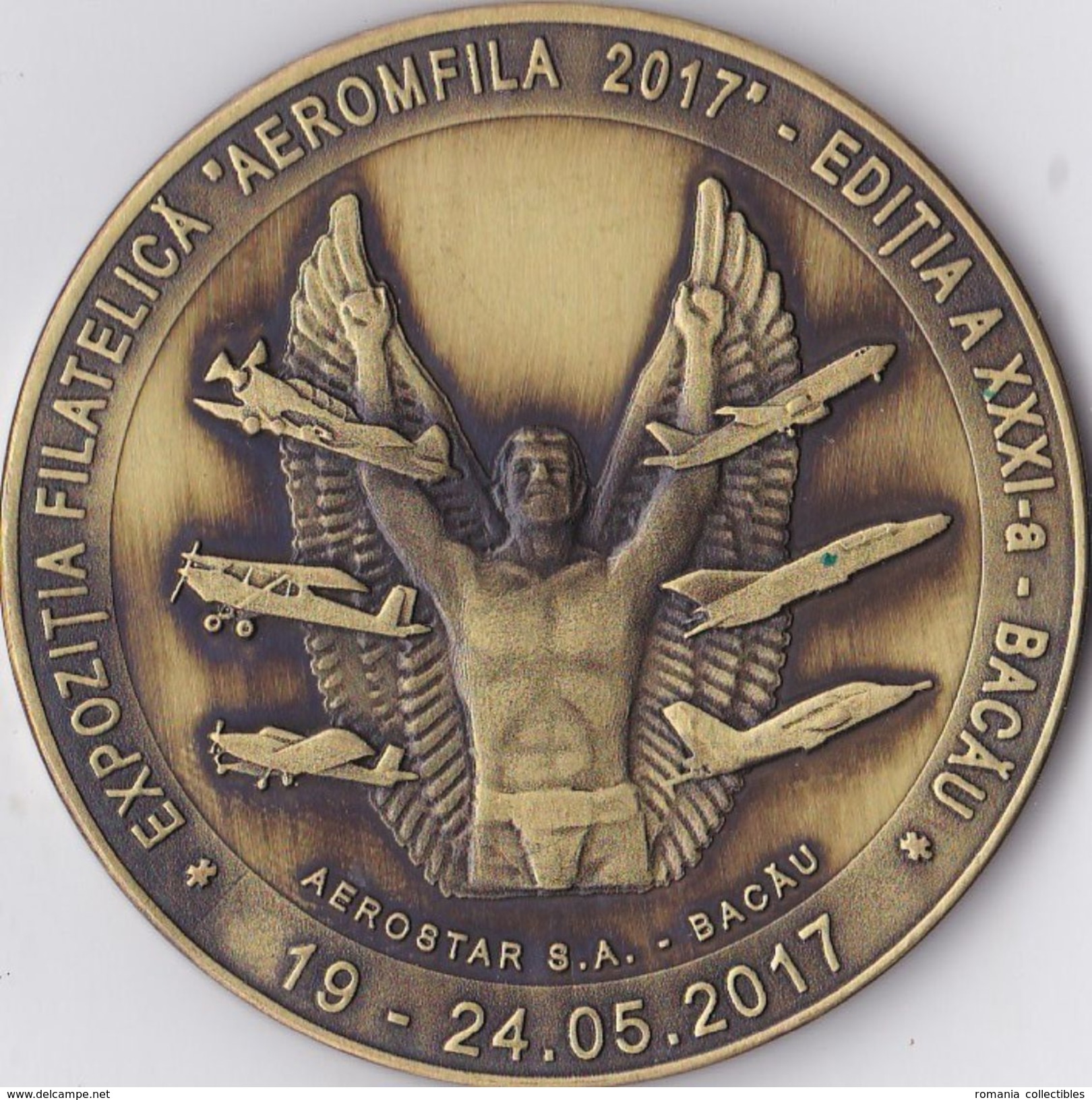 Romania, 2017, Aeromfila Exhibition, 120 Anniversary Of Smaranda Braescu (Skydiving / Parachutism) - Plaque / Desk Medal - Other & Unclassified