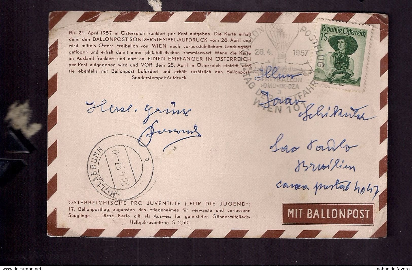 L'Autriche Une Correspondance Par Ballon 1957 - Zeppelins