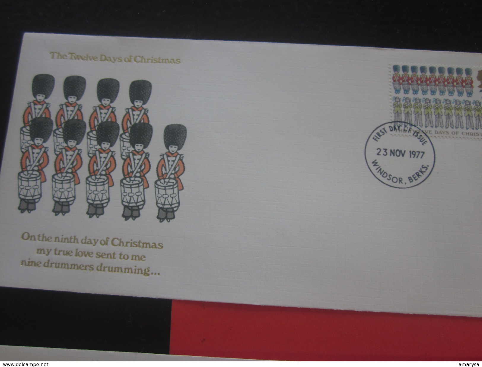 4 FDC First Day Cover Great-Britain Grande-Em.décim The Twelve Days Of Christmas>Marcophilie-Lettre-Air-mail-23 Nov 1977 - 1971-1980 Decimal Issues
