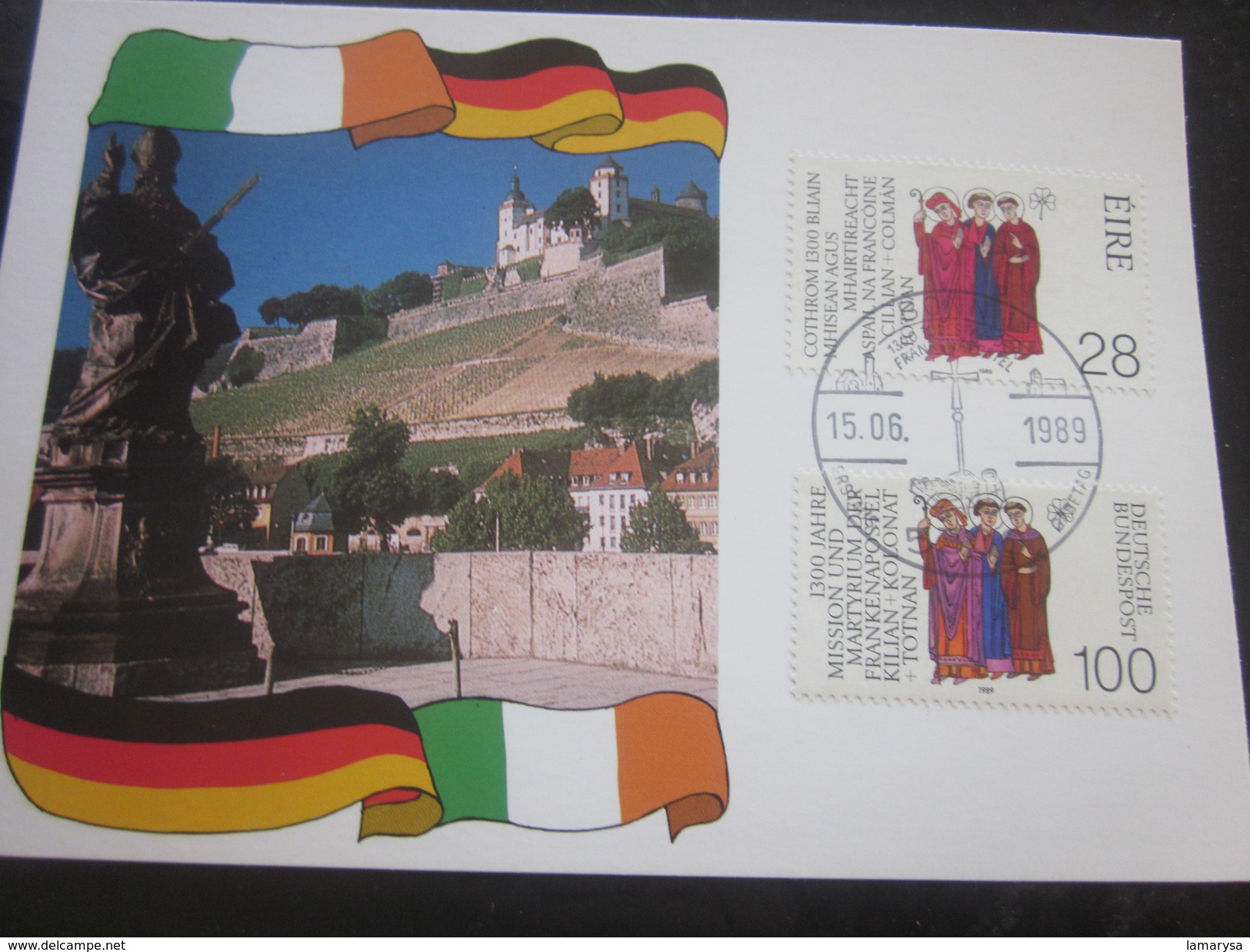 4 FDC First Day Cover Timbres - Europe - Eire Irlande - FDC-Marcophilie-Lettre - Document Avion-By Air-mail-1989 - FDC