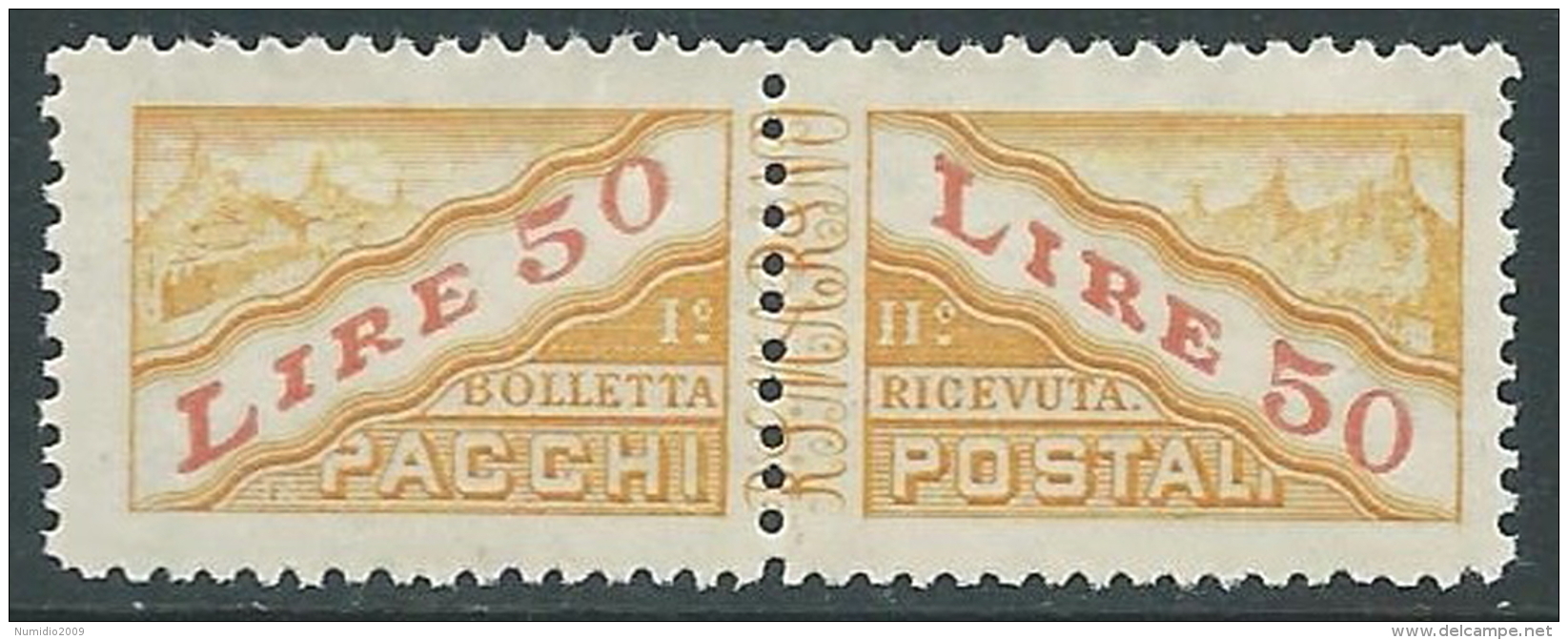 1946 SAN MARINO PACCHI POSTALI 50 LIRE MNH ** - X43 - Spoorwegzegels