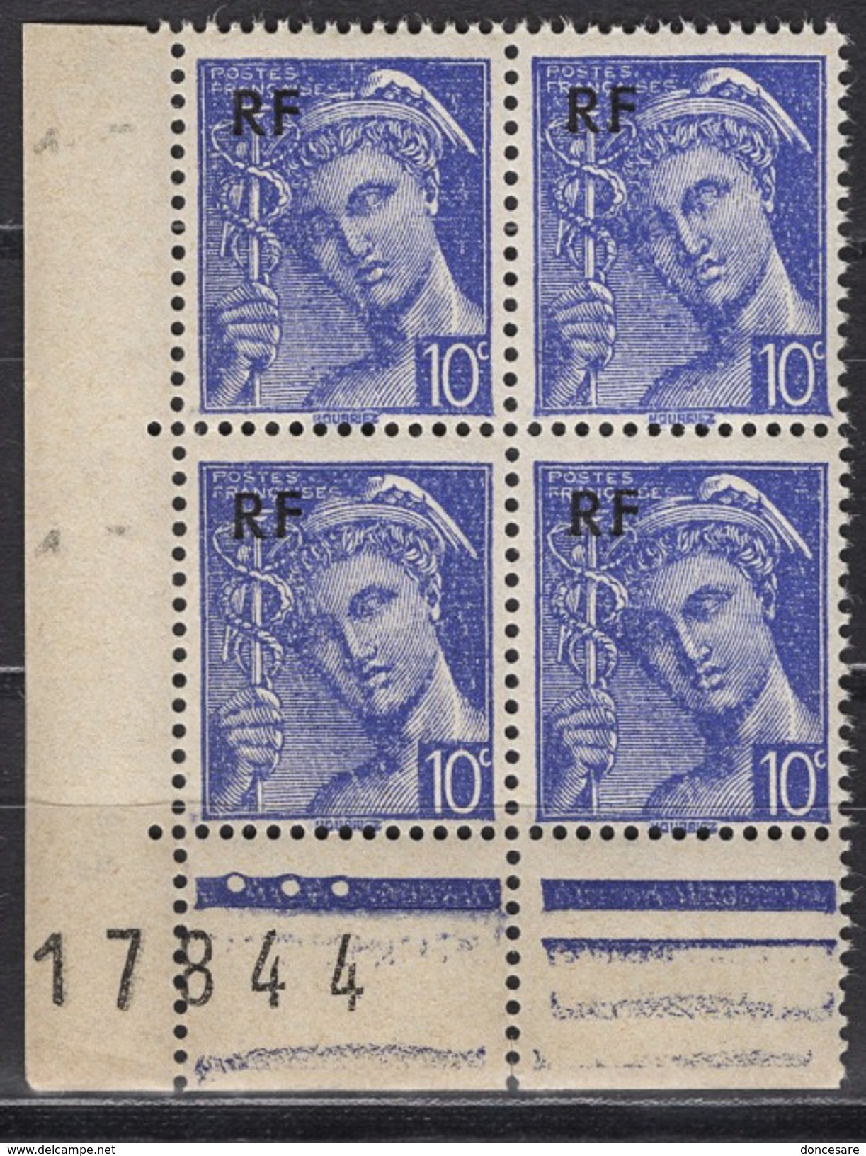 FRANCE 1944 - BLOC DE 4 TP  Y.T. N° 657 COIN DE FEUILLE  - NEUFS** /Y65 - Unused Stamps