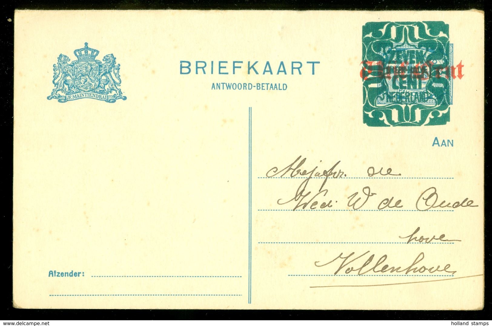 2x HANDGESCHREVEN BRIEFKAART Met Betaald Antwoord + Antwoord Betaald  Uit 1921 Van KAMPEN Naar Rstmp VOLLENHOVE (10.646c - Postal Stationery