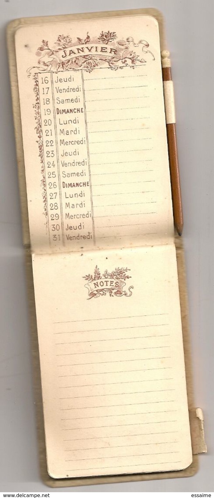 Calendrier Carnet 1902. Société Générale Néerlandaise à Paris. Assurances + Crayon - Petit Format : 1901-20