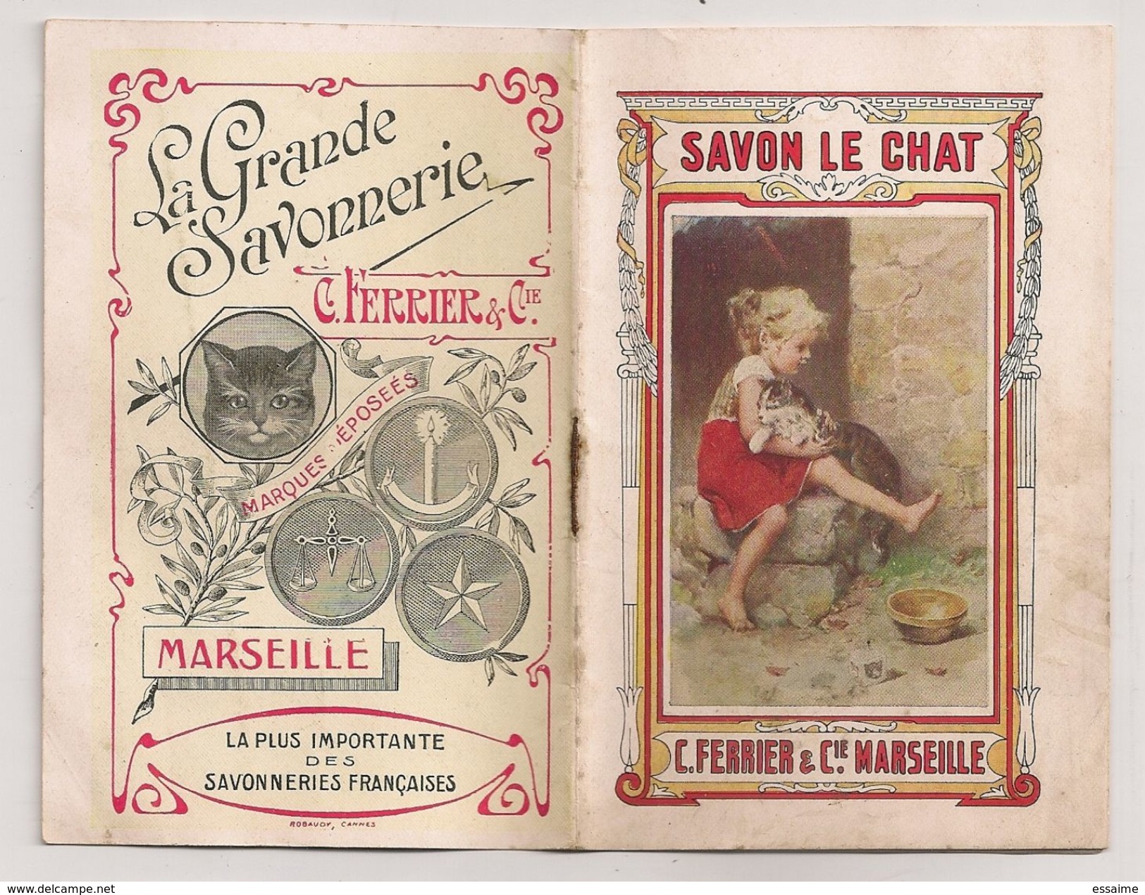 Calendrier Carnet De Blanchissage 1913. Savon Le Chat. C. Ferrier à Marseille. Nombreux Dessins - Tamaño Pequeño : 1901-20