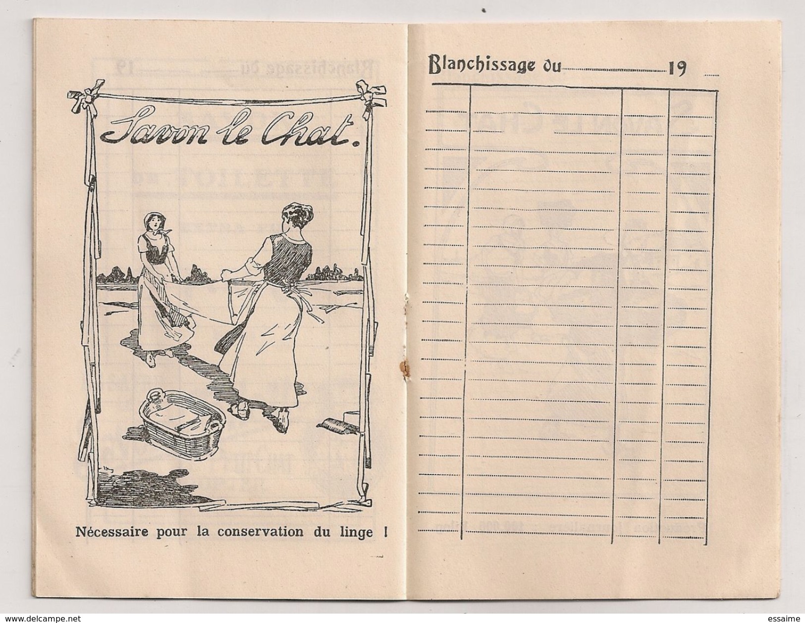 Calendrier Carnet De Blanchissage 1913. Savon Le Chat. C. Ferrier à Marseille. Nombreux Dessins - Formato Piccolo : 1901-20