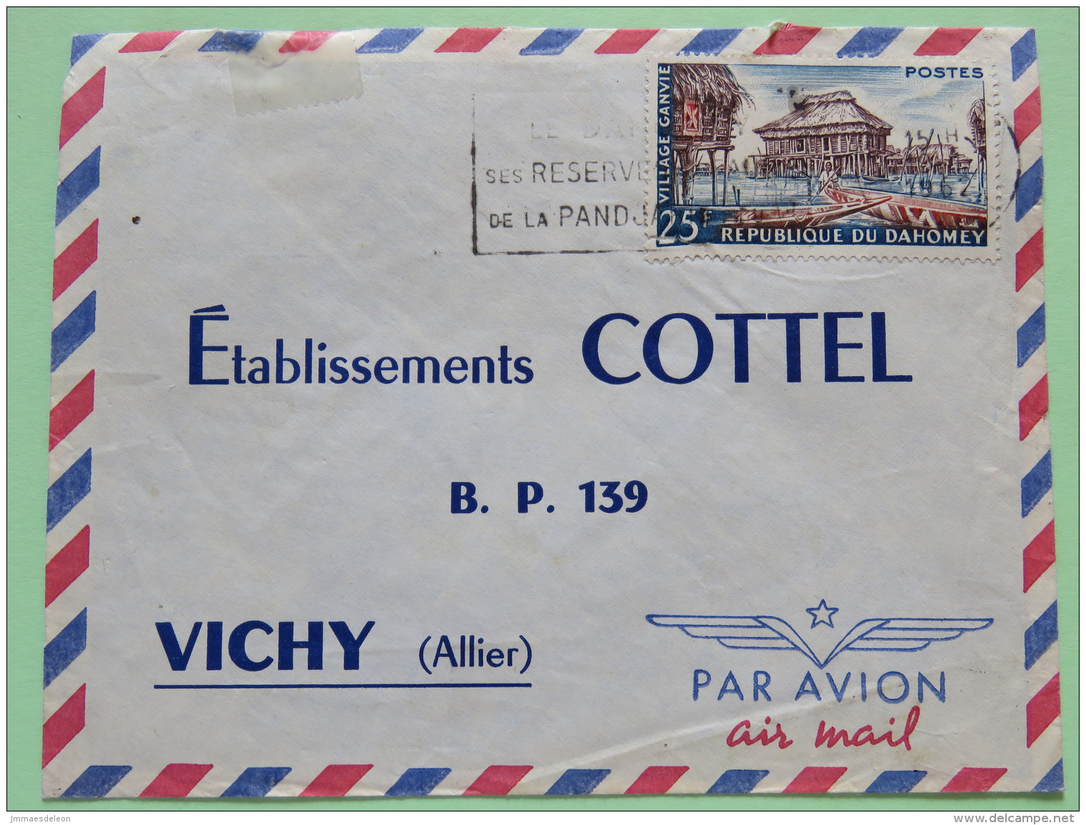 Dahomey (Benin) 1962 Cover Cotonou To Vichy France - Village Ganvie - Hut - Boats - Benin - Dahomey (1960-...)